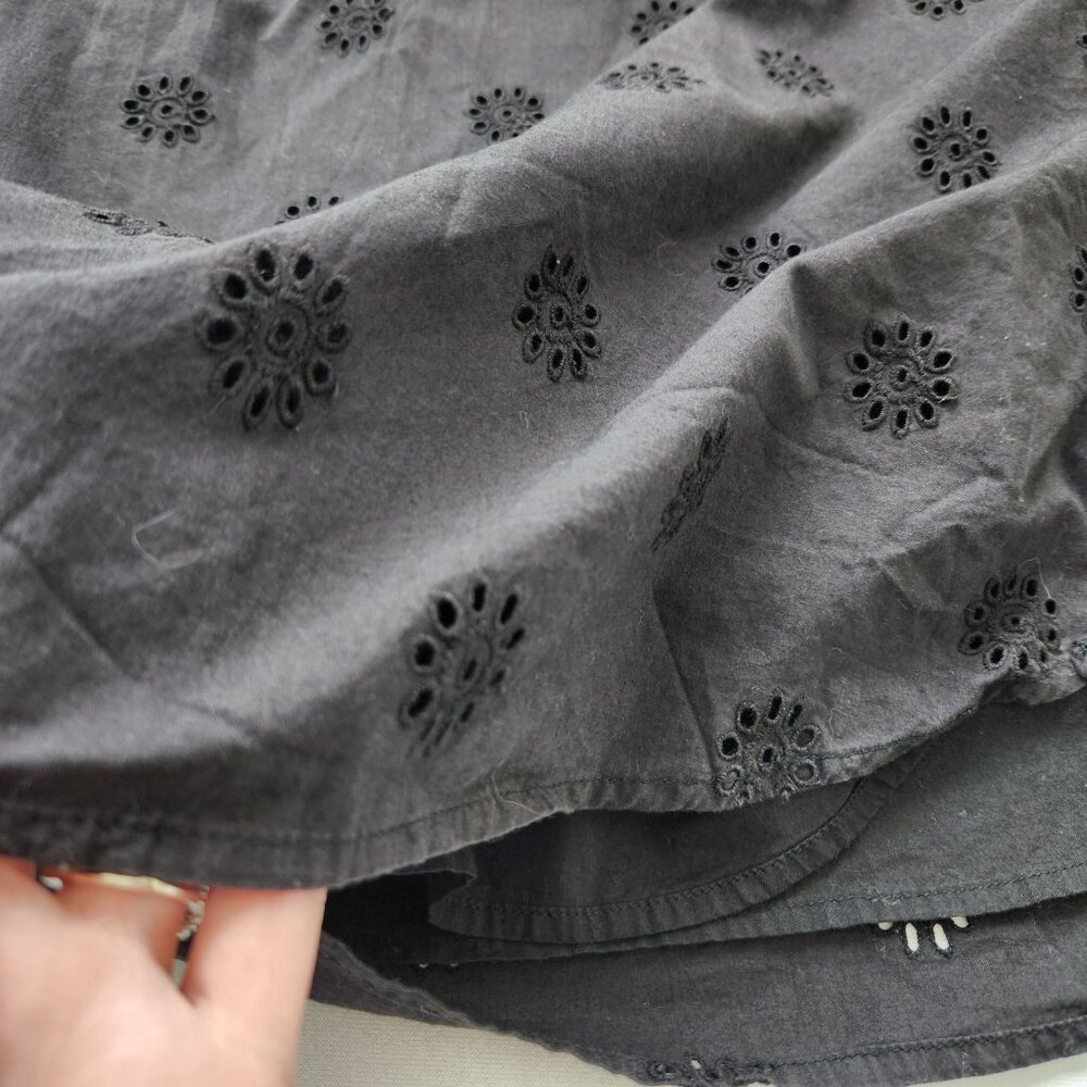 Vineyard Vines Black Sleeveless Eyelet Cotton Shirt Dress Feminine Preppy Cute - Picture 6 of 11